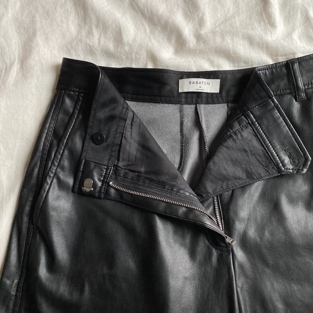 Babaton Leather Wide-Leg Cropped Pants - Picture 1 of 4